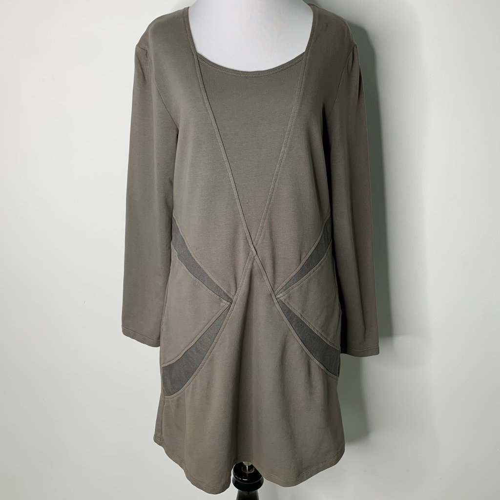 Prairie Underground Women's Gray Brown Long Sleeve Tunic Size Small Lagenlook
